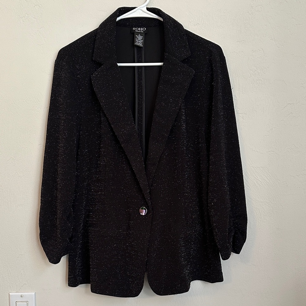 SoHo Black Glitter Blazer Jacket Women’s Size M